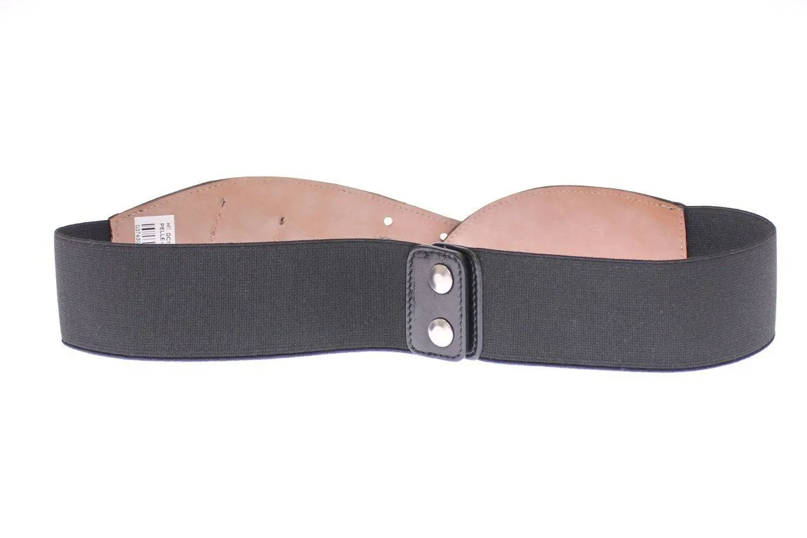 Black Leather Leopard Print Waist Belt