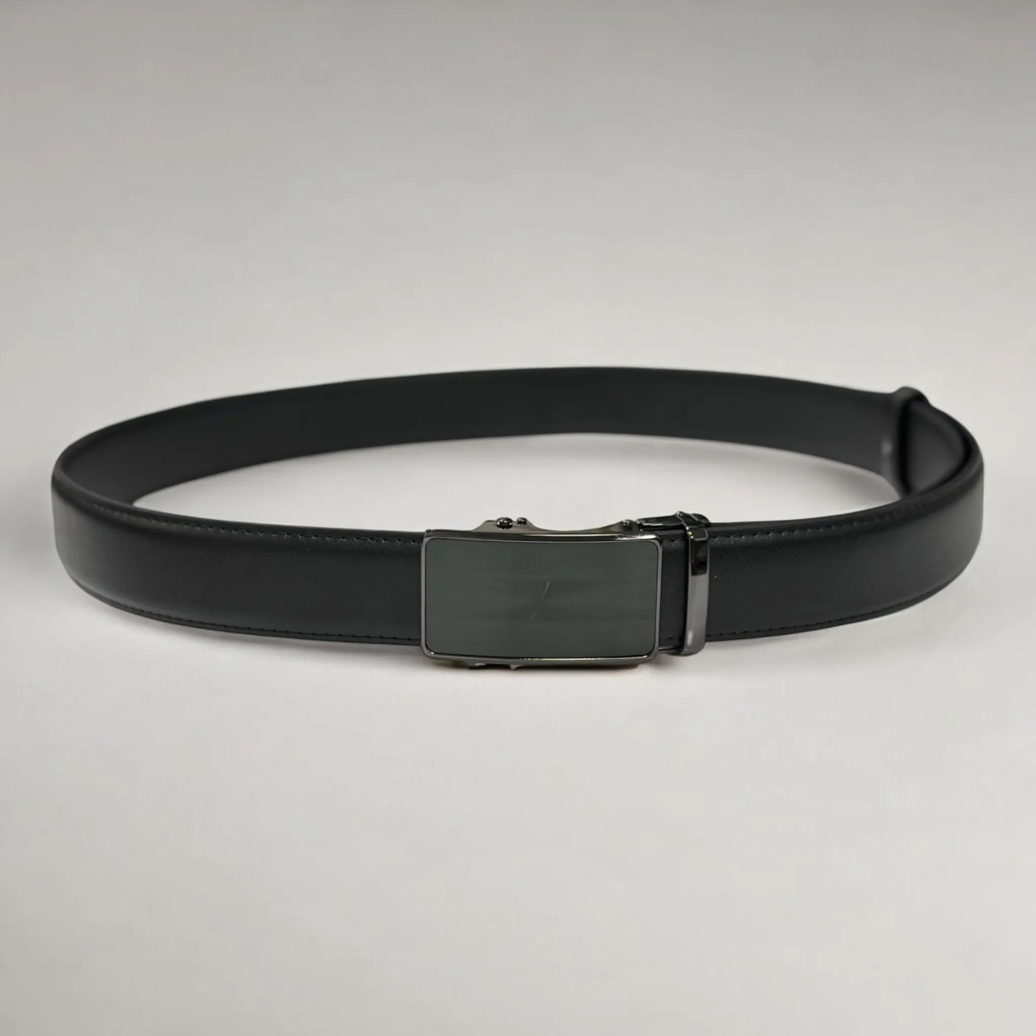Black Matte Leather with Shiny with a Color line Buckle - 8