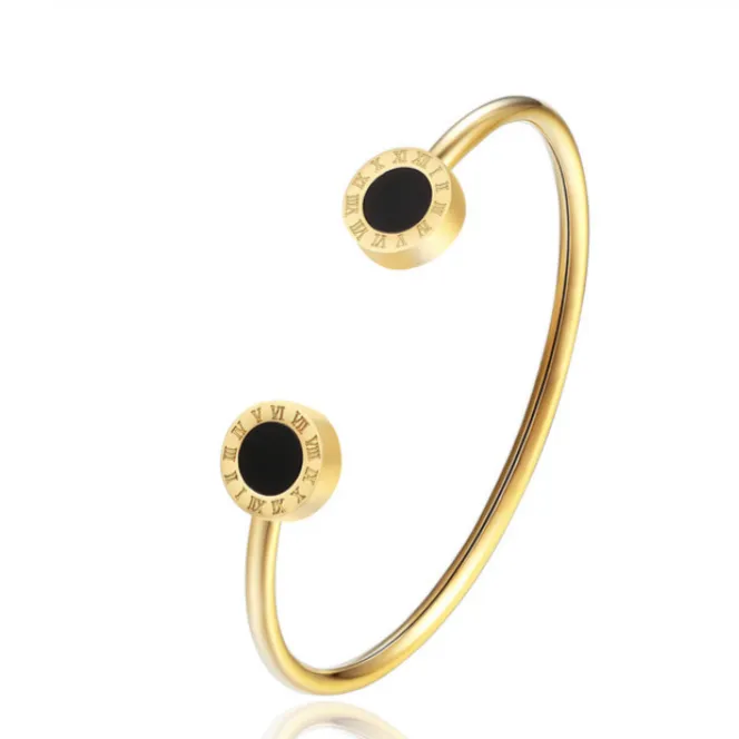 Black Stone Roman Bangle