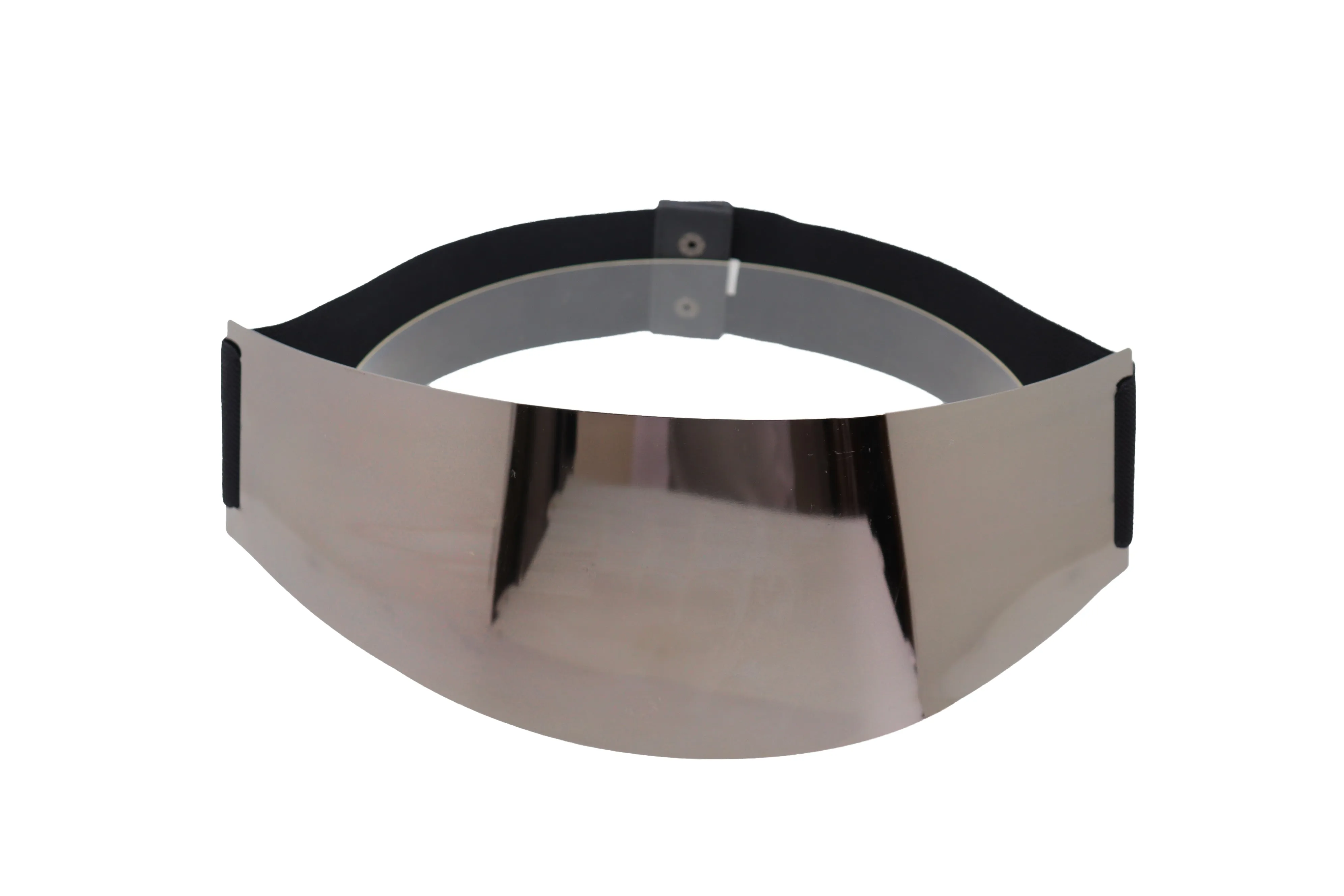 Black Stretch Band Fashion Belt Wide Pewter Plate Metal Buckle Size S M