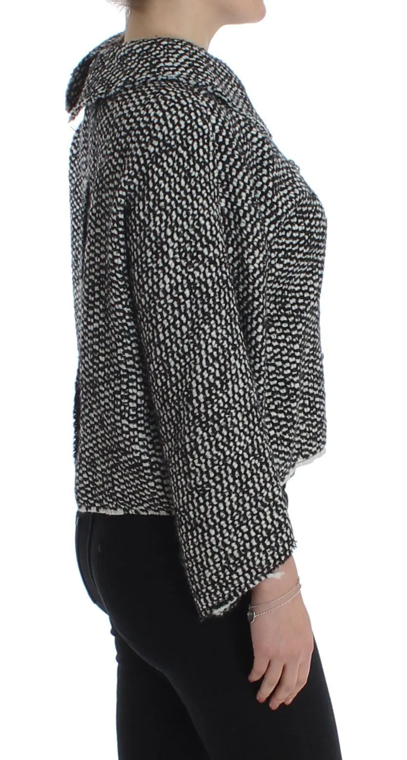 Black White Tweed Crystal Jacket Coat