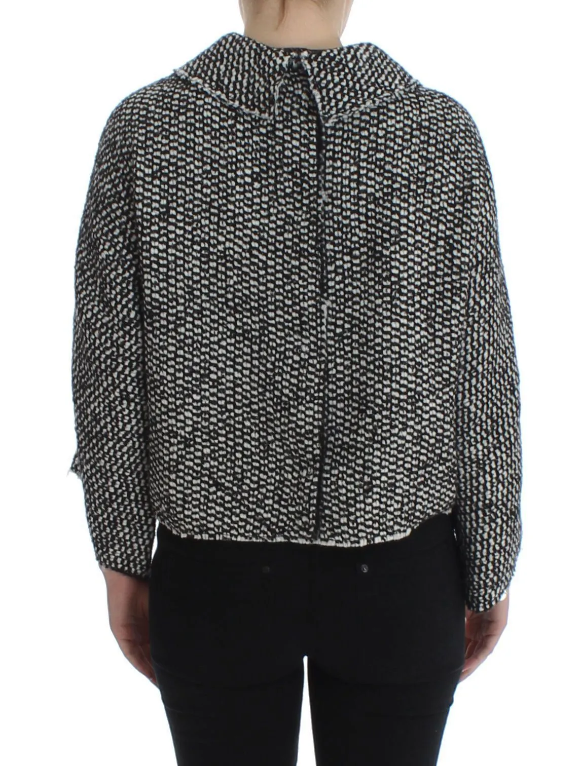 Black White Tweed Crystal Jacket Coat