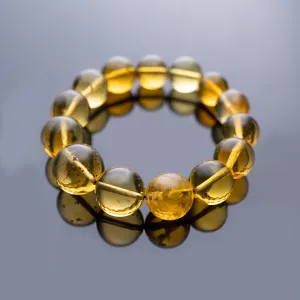Blue Amber Beaded Bracelet, 8mmBeads (JiaYin)