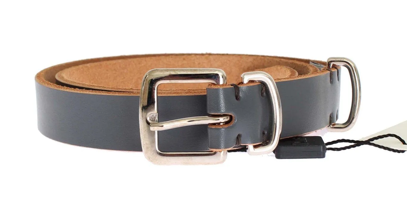 Blue Leather Silver Buckle Belt