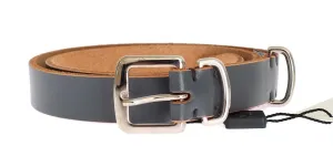 Blue Leather Silver Buckle Belt