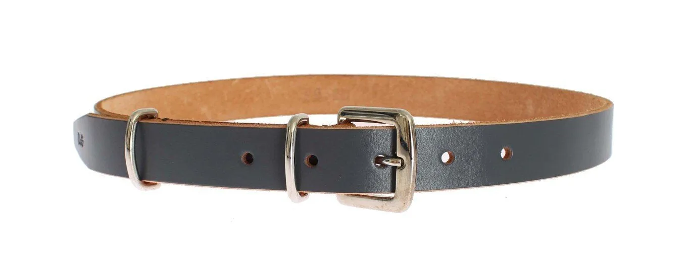 Blue Leather Silver Buckle Belt