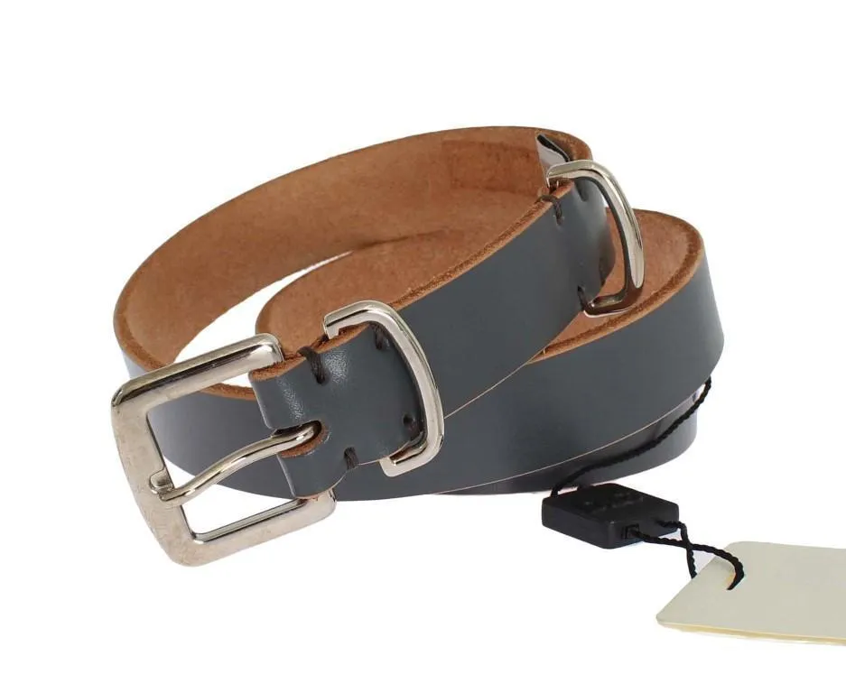 Blue Leather Silver Buckle Belt