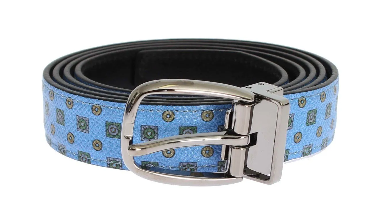 Blue Leather Silver Buckle Waist Belt