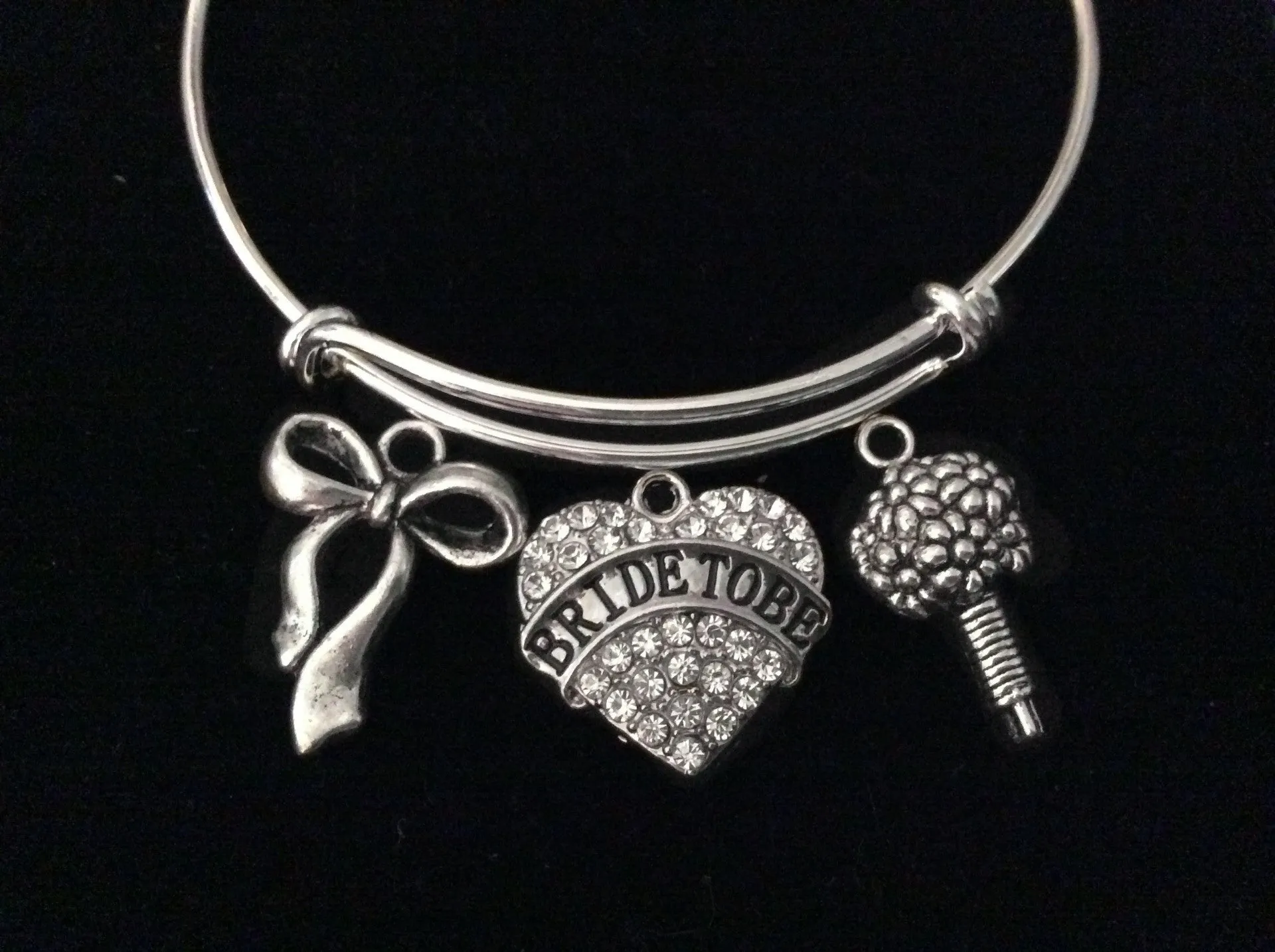 Bride to Be Expandable Charm Bracelet Adjustable Wire Bangle Wedding Shower Bridal Gift