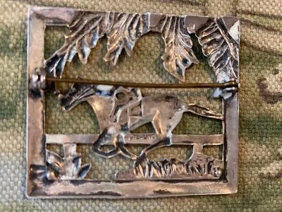 Brooch Vintage Sterling Silver Racing Horse and Jockey