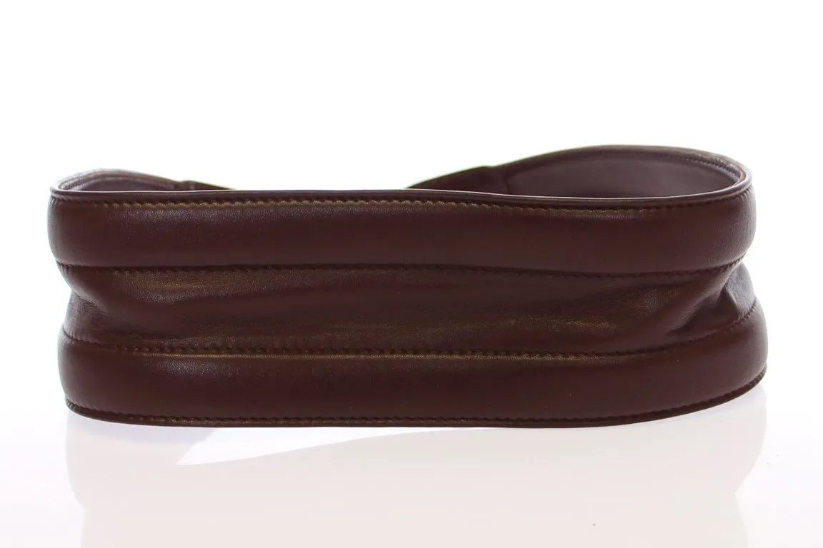 Brown Leather Logo Waist Belt