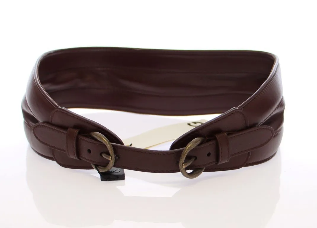 Brown Leather Logo Waist Belt