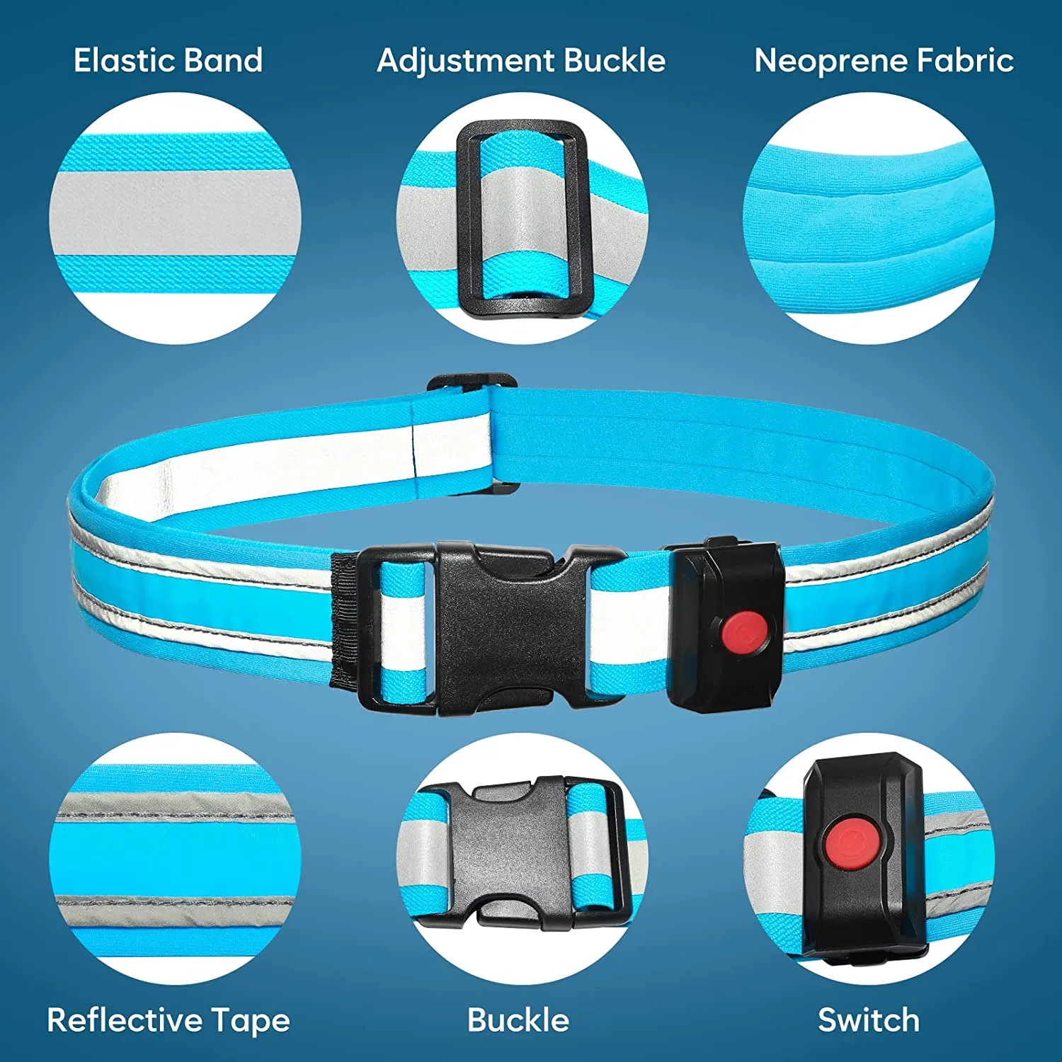 BSEEN Reflective LED Running Belt - Light Up Waistband for Running, Cycling, Hiking, Camping