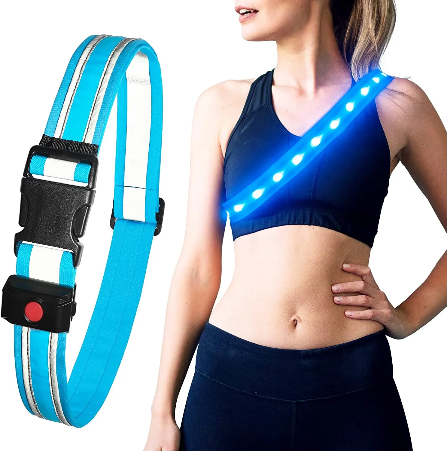 BSEEN Reflective LED Running Belt - Light Up Waistband for Running, Cycling, Hiking, Camping