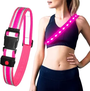 BSEEN Reflective LED Running Belt - Light Up Waistband for Running, Cycling, Hiking, Camping