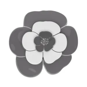 Camellia Large Crystal Grey White Brooch