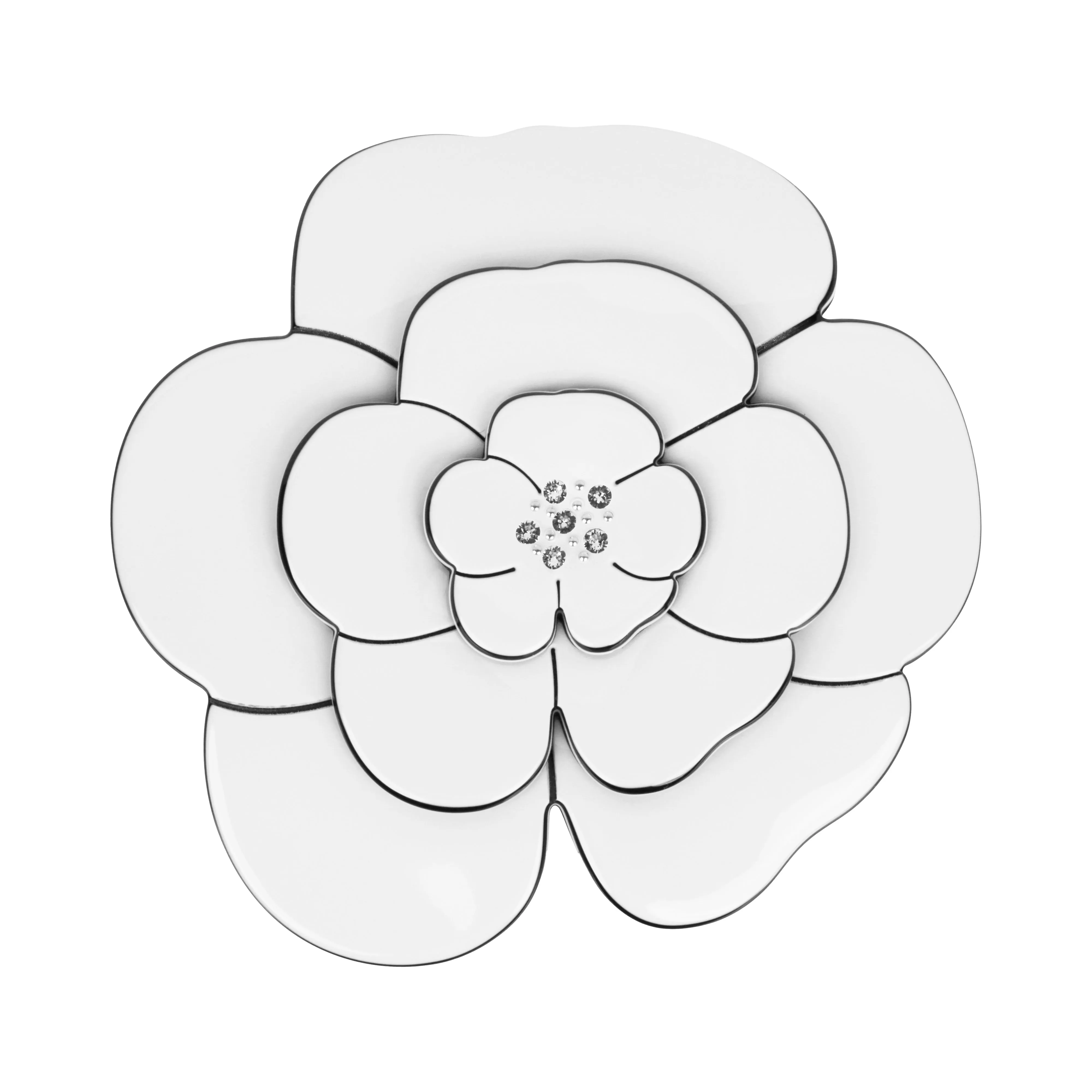 Camellia Large Crystal White Brooch