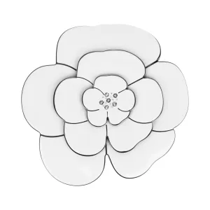 Camellia Large Crystal White Brooch