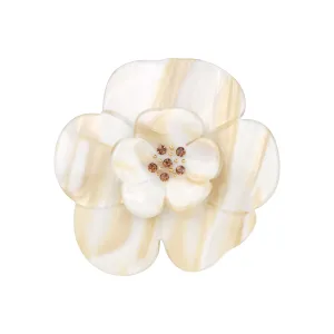 Camellia Medium Crystal White Alba Brooch