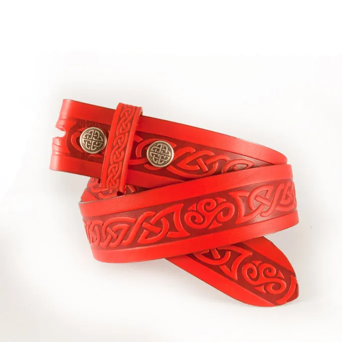 Celtic Knot Red Leather Belt