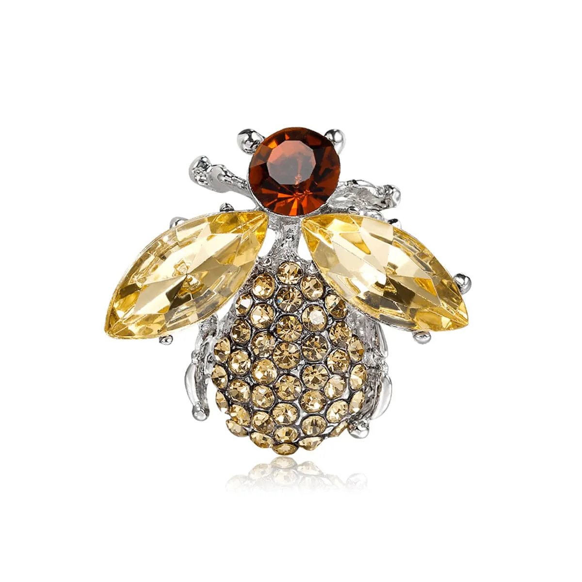 Champagne Crystal & Cubic Zirconia Bee Brooch