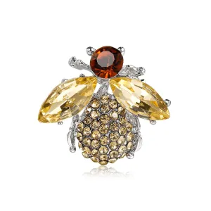Champagne Crystal & Cubic Zirconia Bee Brooch