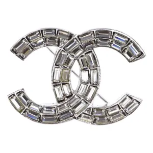 Chanel cc silver crystal pins & brooches