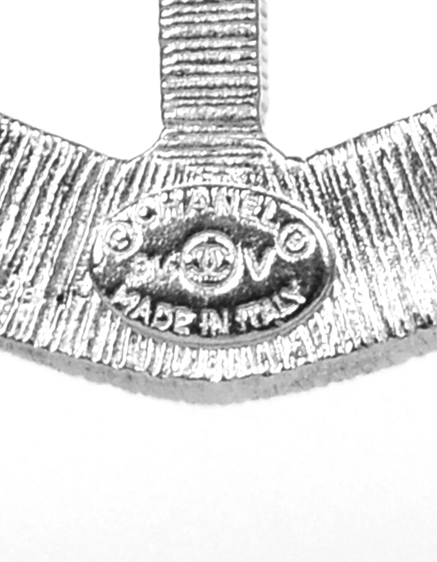 Chanel Silver Swarovski Crystal CC Shield Brooch