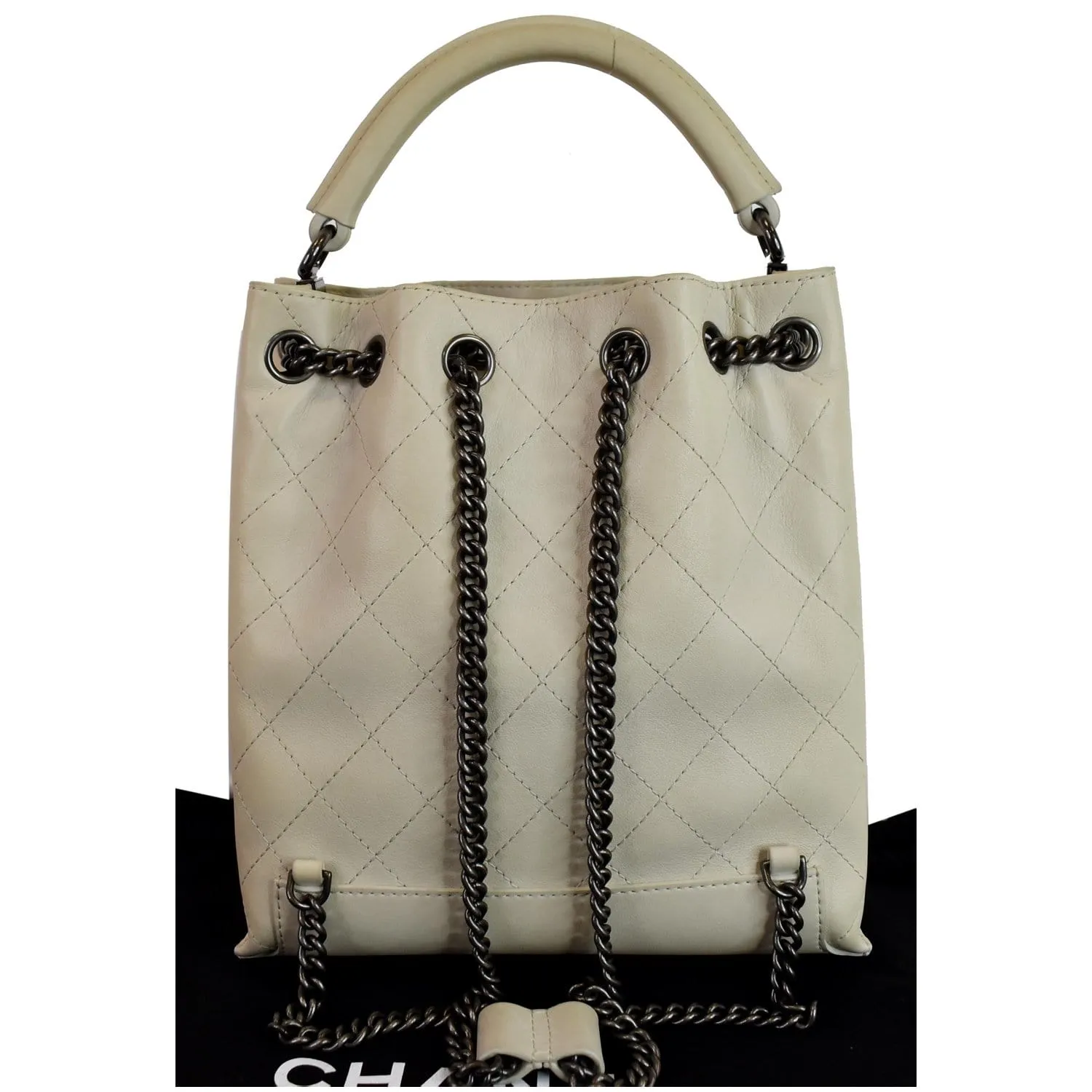 CHANEL Urban Luxury Drawstring Calfskin Stitched Backpack Bag Ivory - 15% OFF