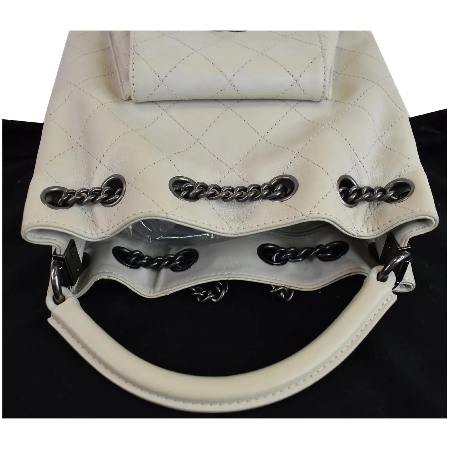 CHANEL Urban Luxury Drawstring Calfskin Stitched Backpack Bag Ivory - 15% OFF