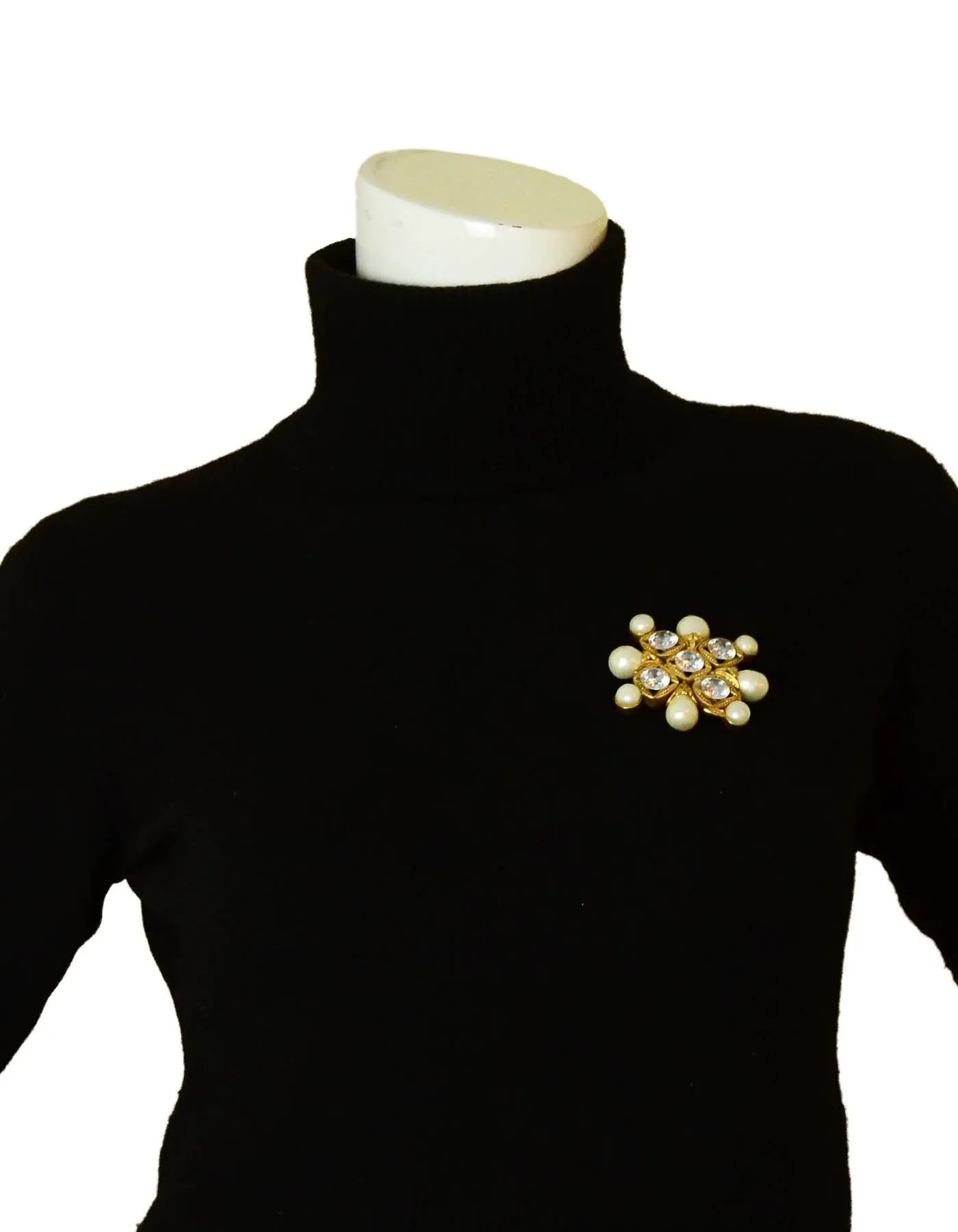 Chanel Vintage '90s Faux Pearl & Crystal Brooch/Pendant
