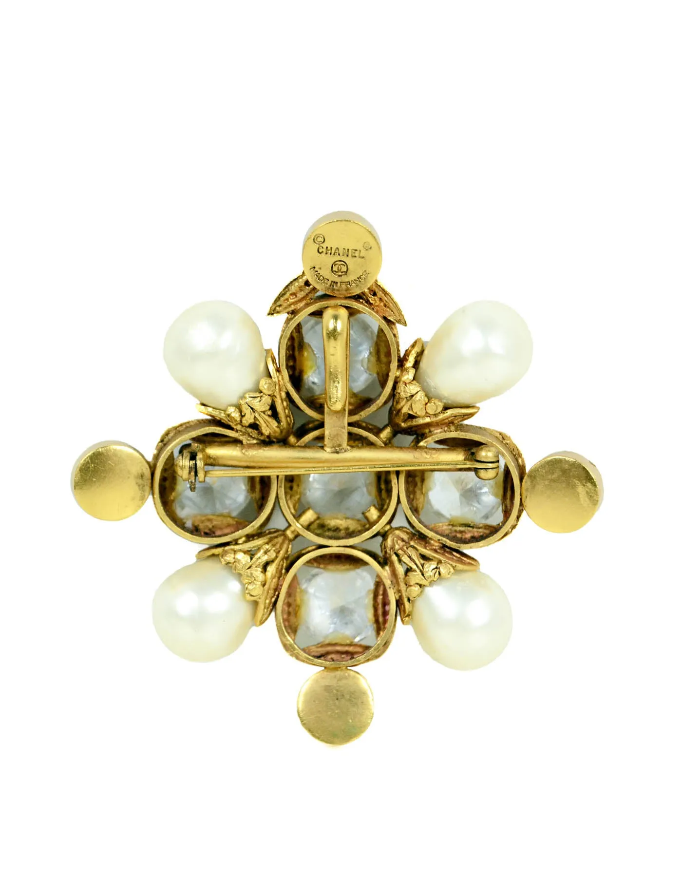 Chanel Vintage '90s Faux Pearl & Crystal Brooch/Pendant