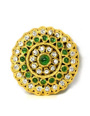 Chanel Vintage Green Gripoix & Crystal Brooch