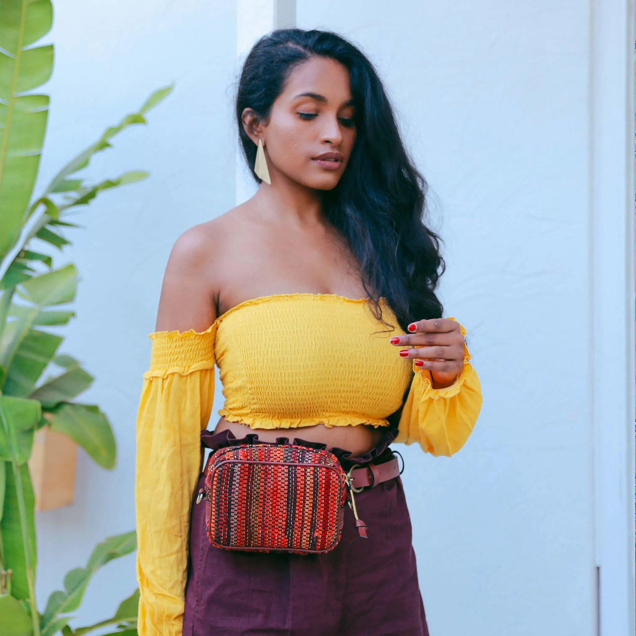 Chindi Boxy Sling - Sunset Red