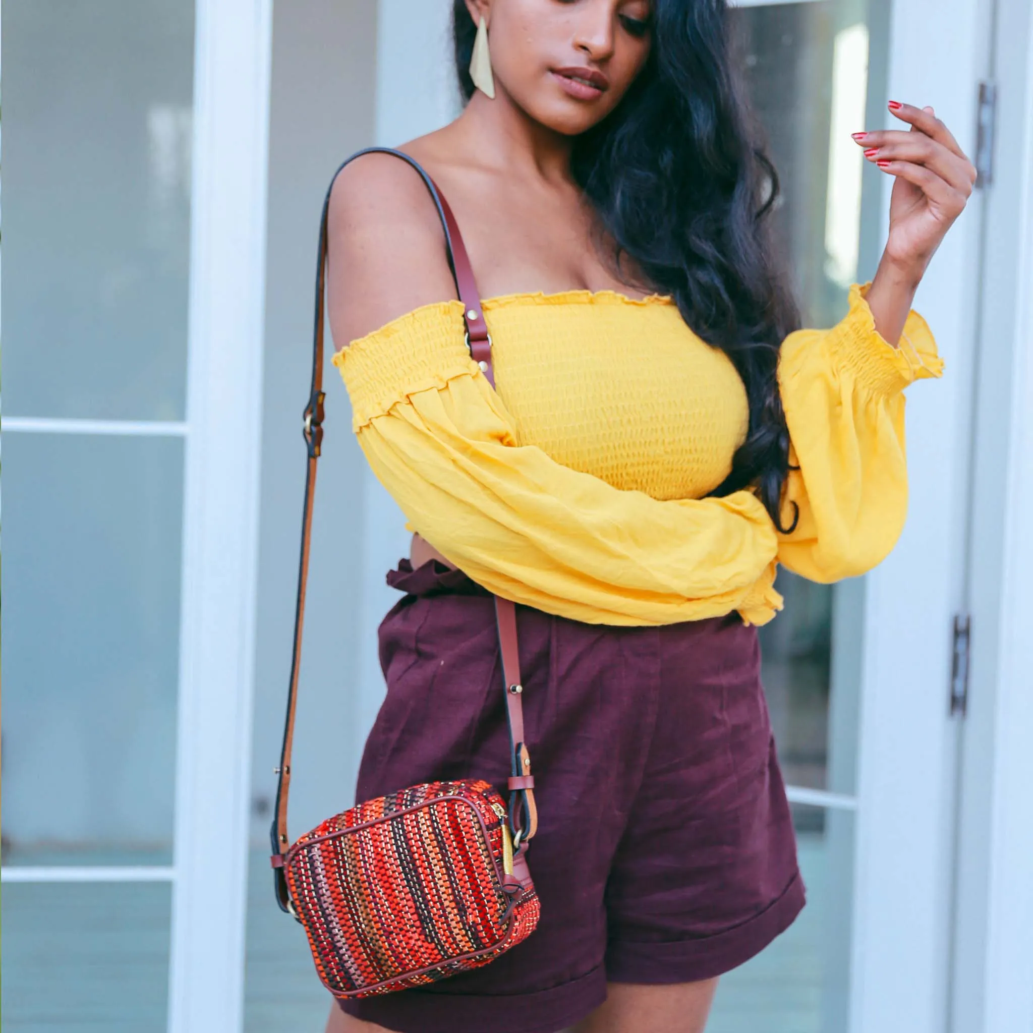Chindi Boxy Sling - Sunset Red