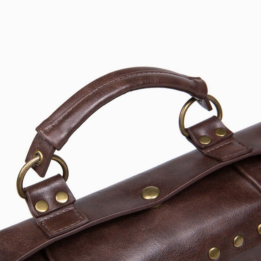 Clock Trim Button Up Crossbody Messager Bag - Coffee