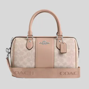 COACH Rowan Satchel Bag In Signature Canvas Sand/Taupe RS-CW376