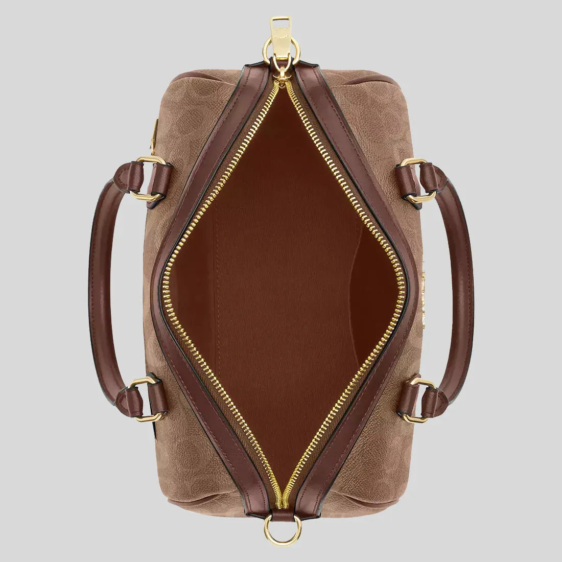 COACH Rowan Satchel Bag In Signature Canvas Tan/Brown RS-CV961
