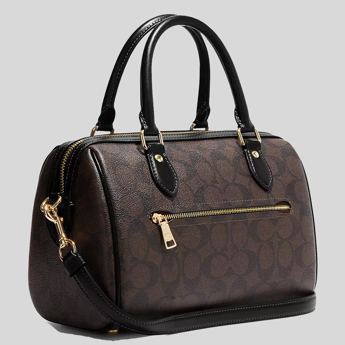 COACH Rowan Satchel In Signature Canvas Brown Black RS-CH280