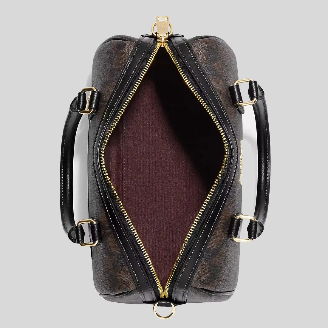 COACH Rowan Satchel In Signature Canvas Brown Black RS-CH280