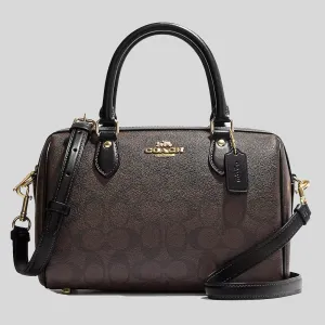 COACH Rowan Satchel In Signature Canvas Brown Black RS-CH280
