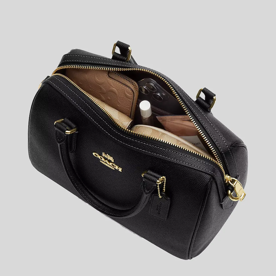 COACH Rowan Satchel In Signature Canvas Brown Black RS-CH280