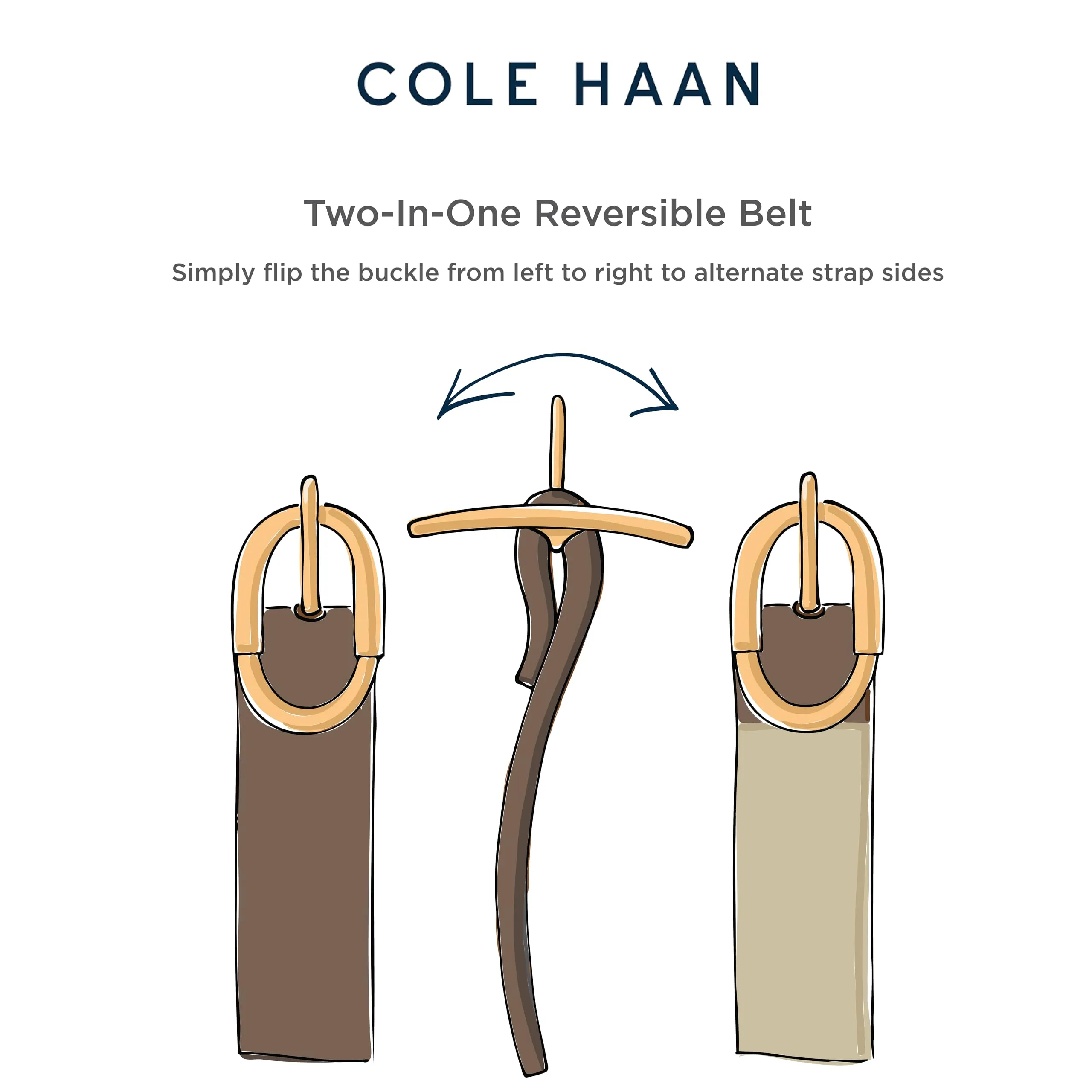 Cole Haan Women's Two-in-One Reversible Dress Belt, Navy/Natural, Small