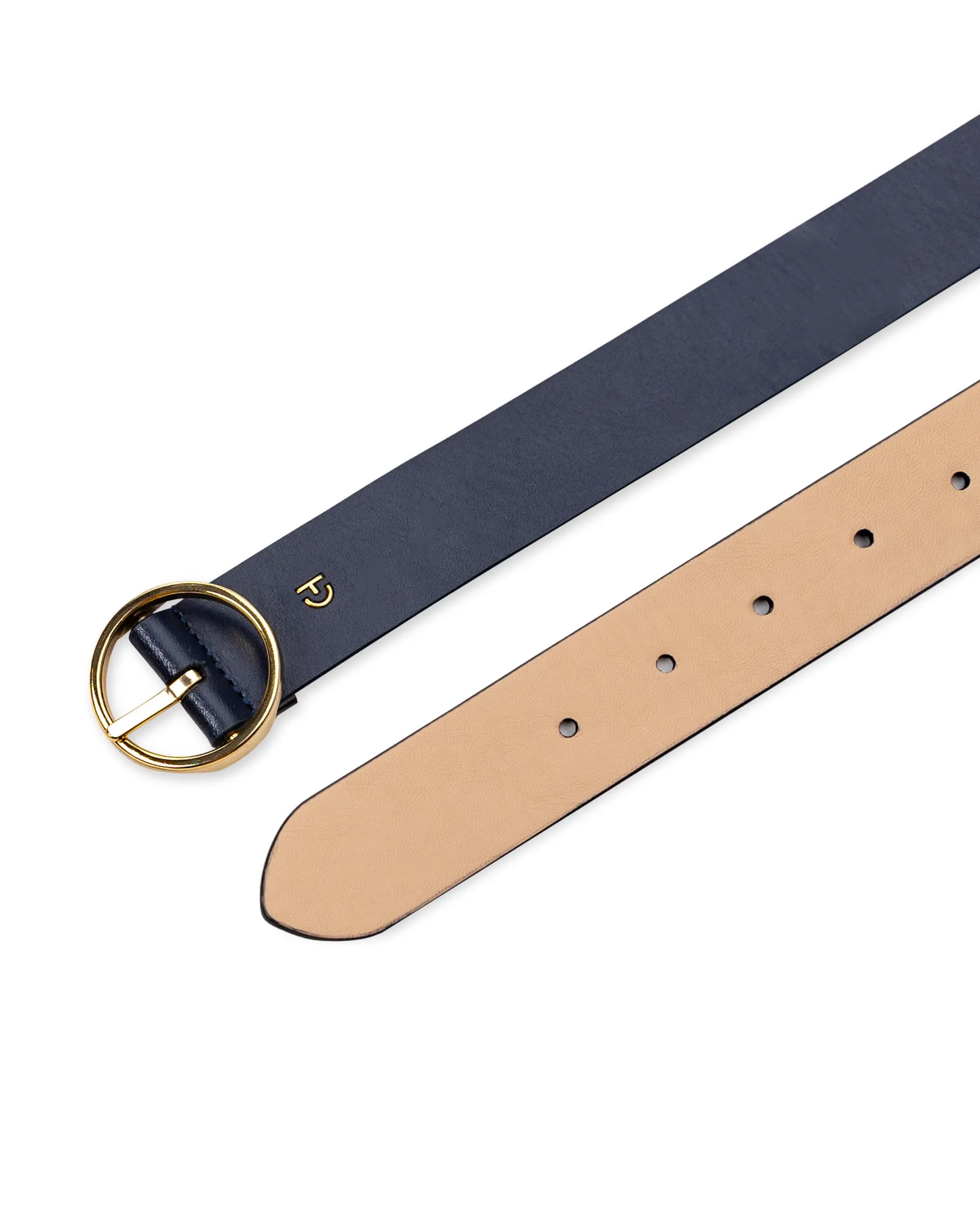 Cole Haan Women's Two-in-One Reversible Dress Belt, Navy/Natural, Small