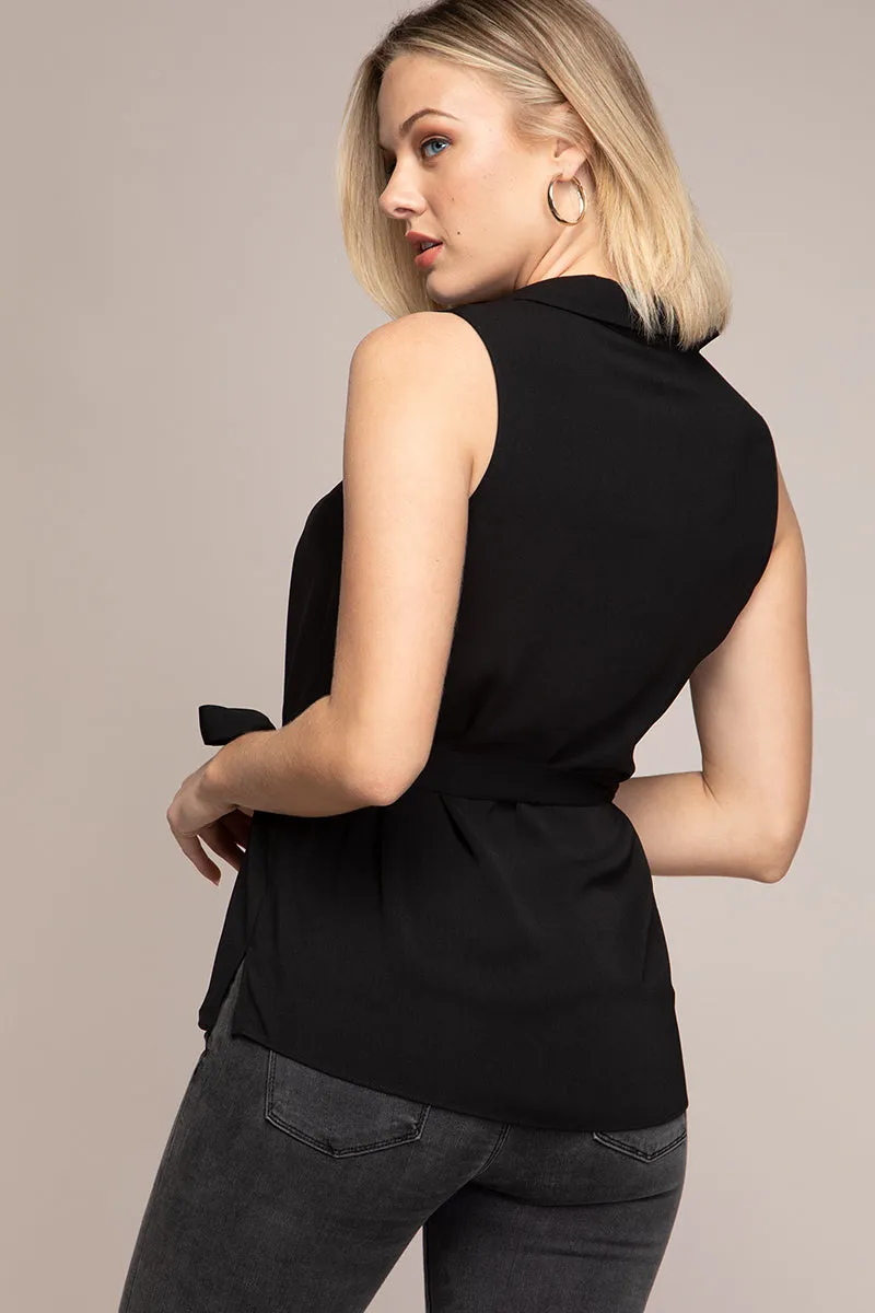 Collared Top With Waist Belt