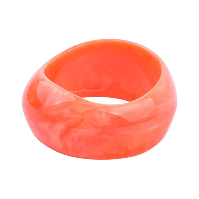 Colorful Wide Geometric Resin Bangle