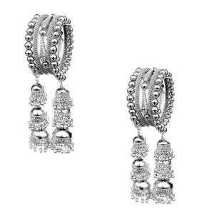 Combo of 2 Silver Bangle Bracelet with Hanging Jhumki