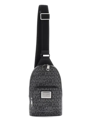 crossbody beltpack with all-over logo