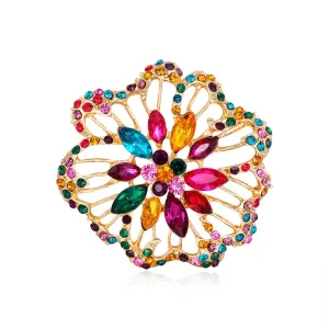 Crystal & Cubic Zirconia Flower Brooch