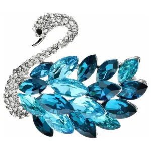 Crystal Feather Swimming Swan Brooch